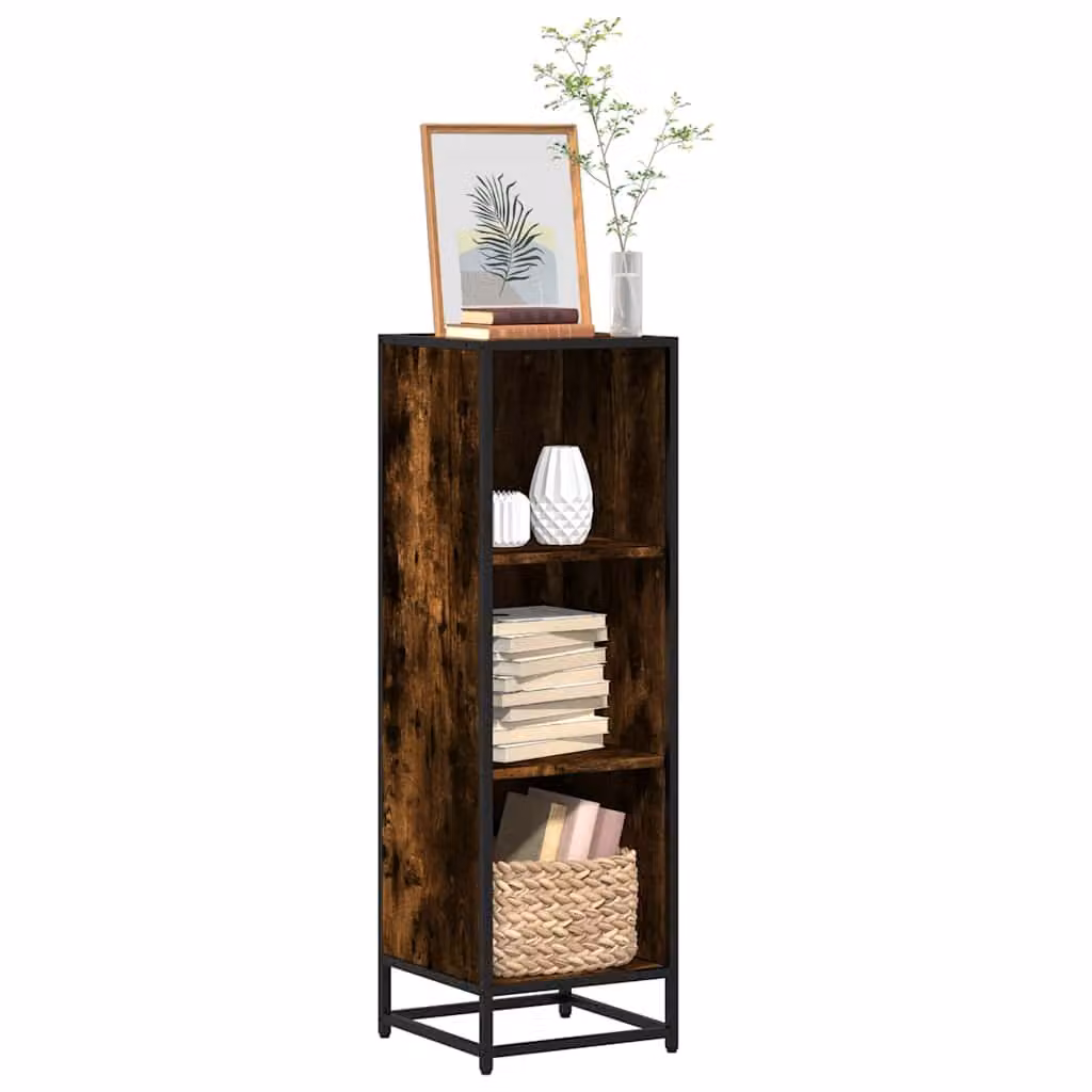 Libreria moderna vidaXL in legno multistrato e metallo, colore marrone, L: 33,5 cm, P: 33,0 cm, H: 107,5 cm
