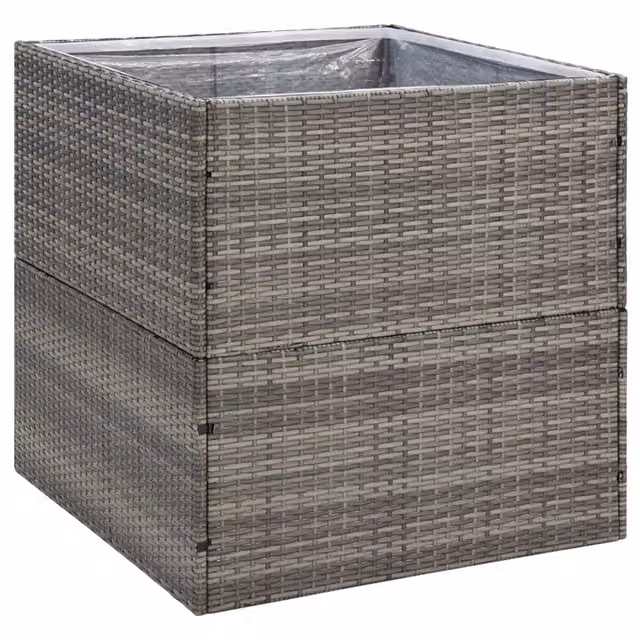 Fioriera quadrata moderna HELLOSHOP26 in resina intrecciata grigia per esterni L/P/H: 80 x 80 x 80 cm
