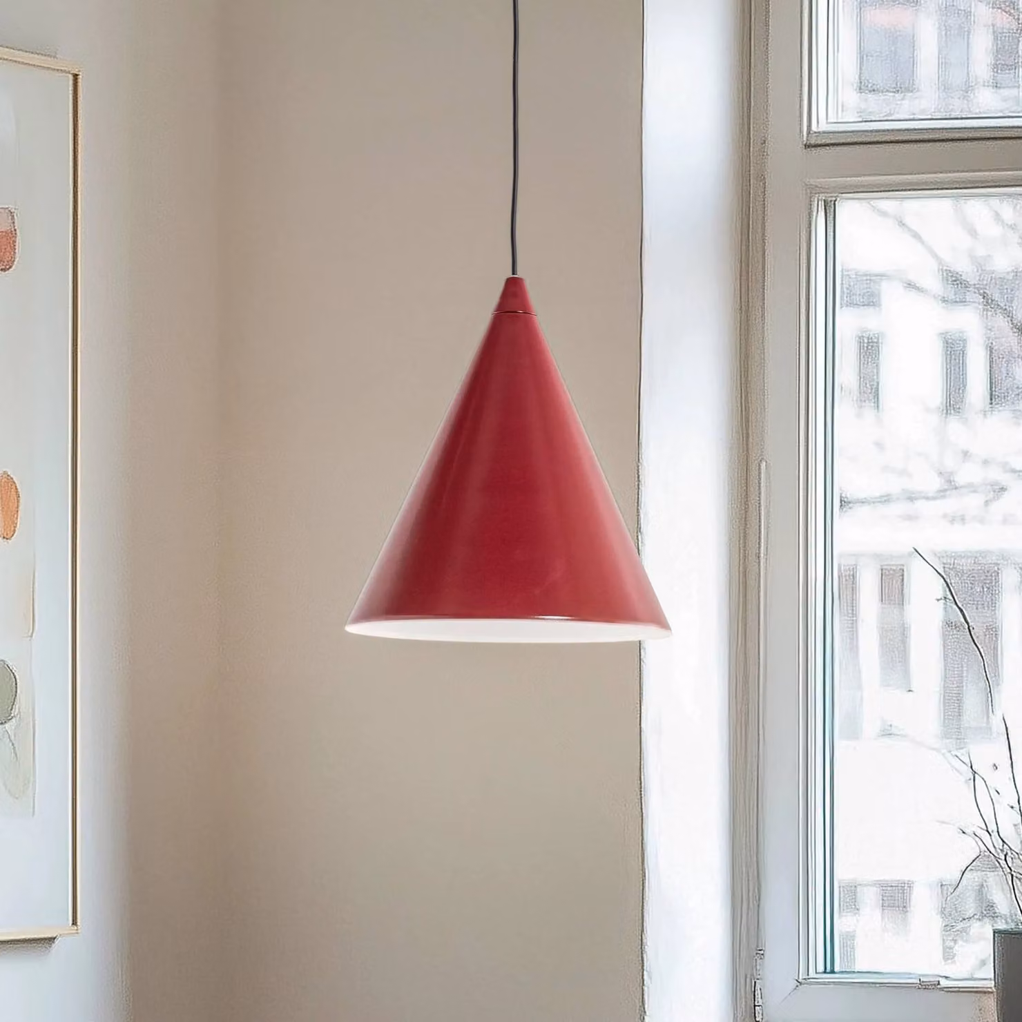 Lampada a sospensione Form ALDEX, dimmerabile, Rosso, Soggiorno / Sala da pranzo, Metallo, Lampada a sospensione