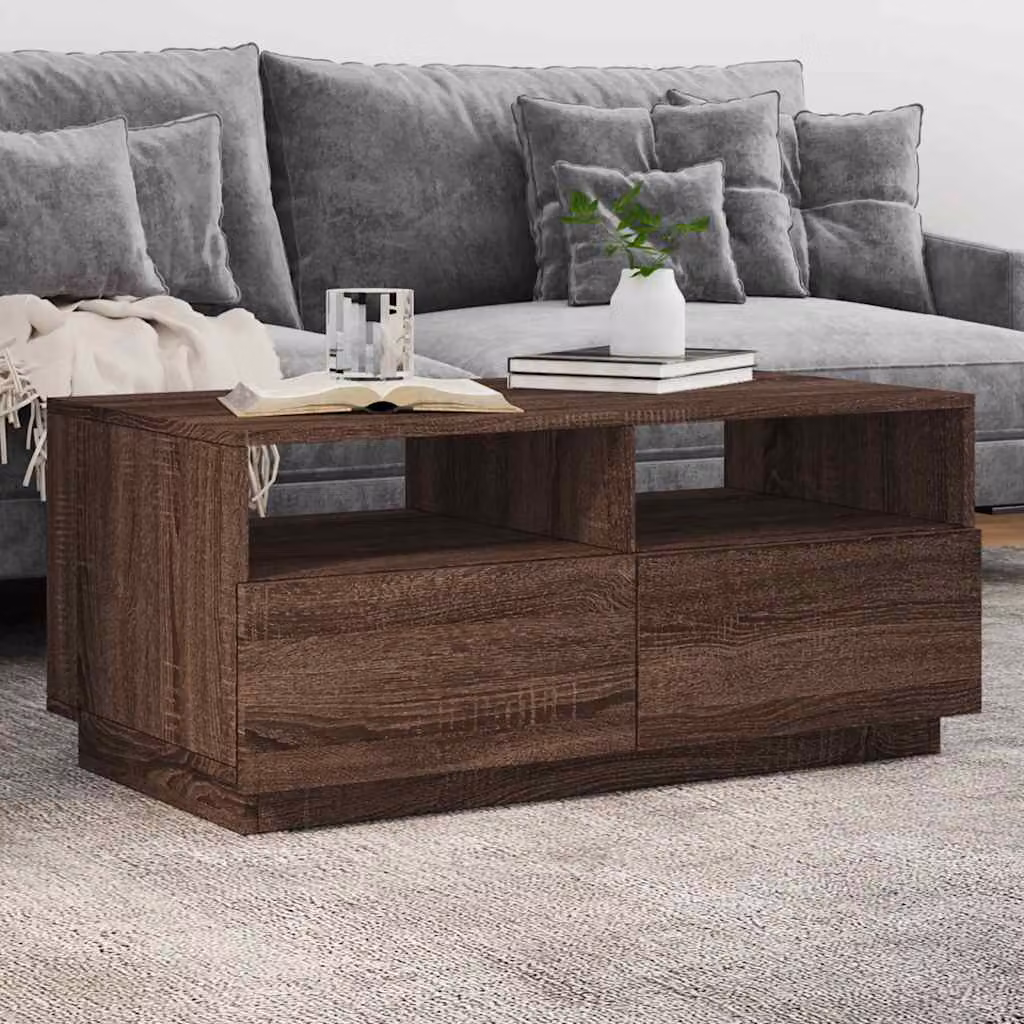 vidaXL Tavolino da Soggiorno Moderno in Rovere Marrone L: 90 cm, P: 49 cm, H: 40 cm