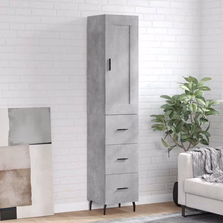 Credenza moderna vidaXL in legno e metallo, colore grigio, L/P/H: 34,5 x 34 x 180 cm