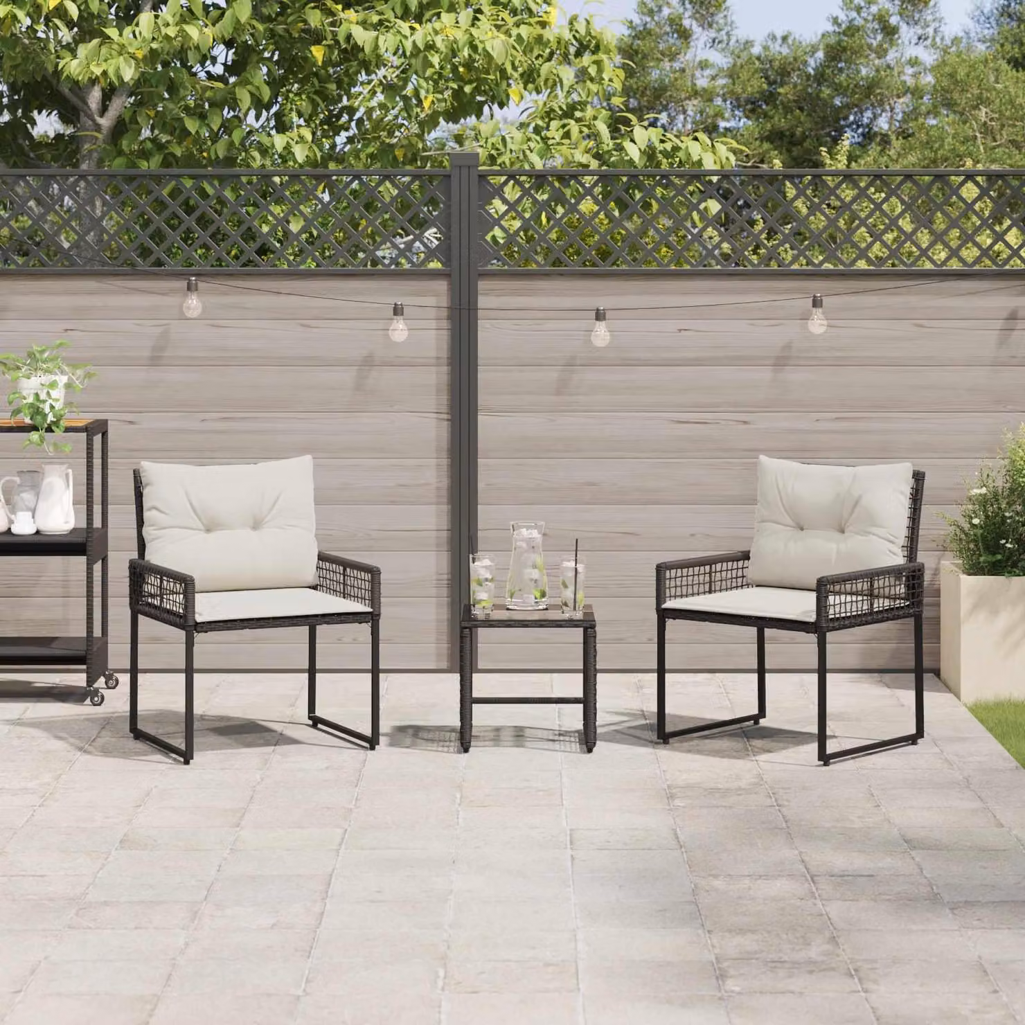 Maison Exclusive - Set di mobili da giardino, 3 pezzi, nero e bianco