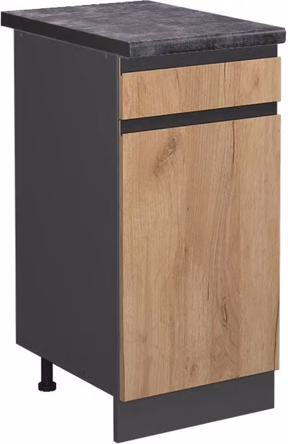 Mobiletto base per cucina Vicco R-Line Rovere dorato e Antracite con ante a battente e cassetti L/P/H: 40 x 60 x 81,6 cm – 1