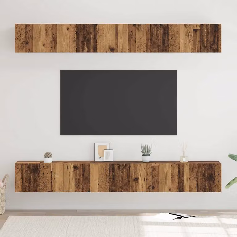 Set mobile TV moderno vidaXL in legno marrone, 6 pezzi, da appendere alla parete