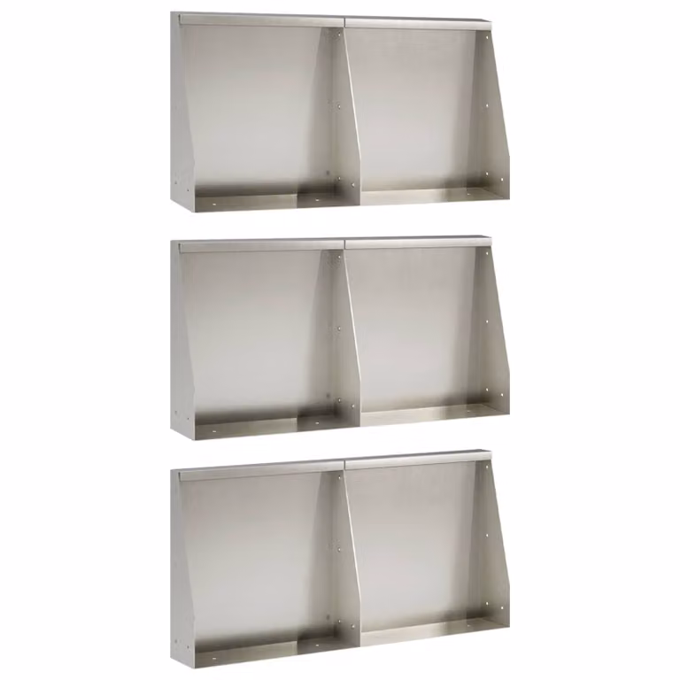Set di 6 muretti per aiuole rialzate vidaXL in acciaio inox argento, L: 40 cm, P: 12 cm, H: 50 cm