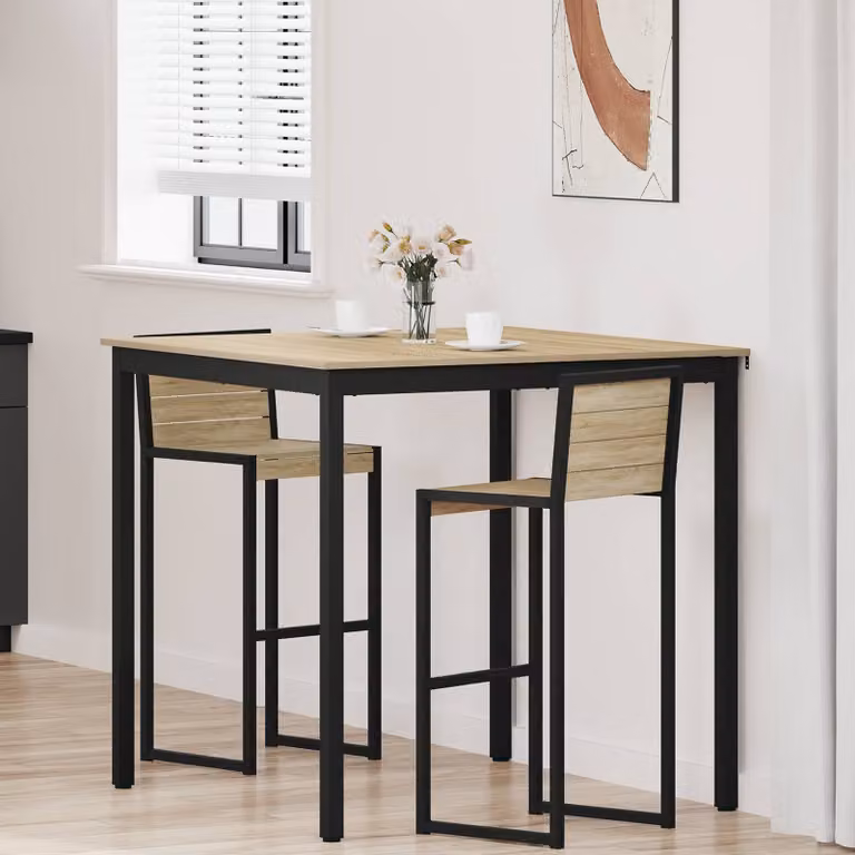 vidaXL Tavolo Bar Moderno Quadrato in Legno MDF e Metallo, L: 110 cm, P: 110 cm, H: 105 cm