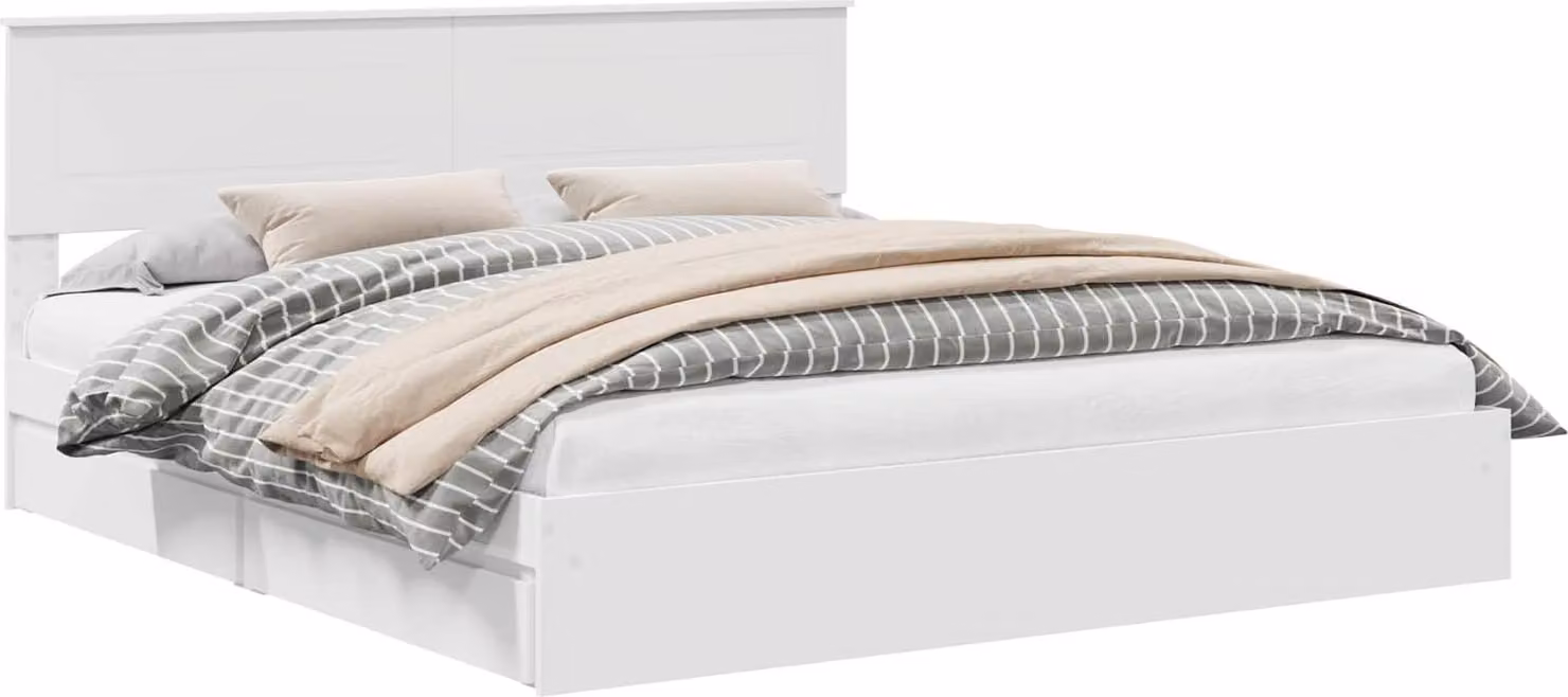 Letto con Contenitore Bianco 180 x 200 cm Legno multistrato