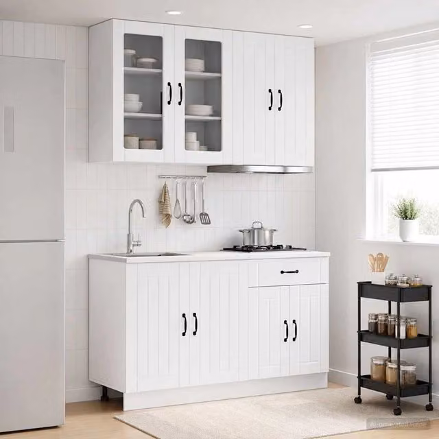 Unità Cucina LUCCA 4 pz Bianco Lucido Legno ingegnerizzato 3438319