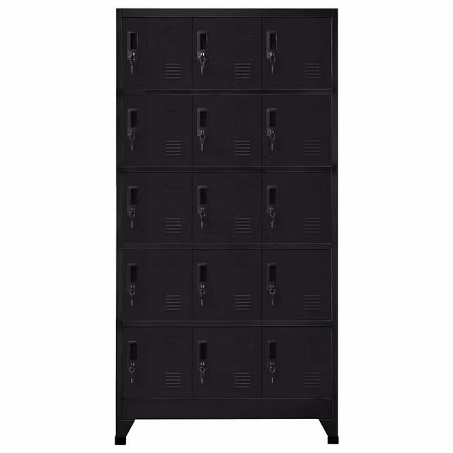 Armadietto moderno vidaXL in metallo nero opaco con serratura L/P/H: 90 x 40 x 180 cm