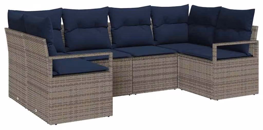 vidaXL Set di divani da esterno, 6 pezzi, grigio [Materiale sintetico]: rattan sintetico