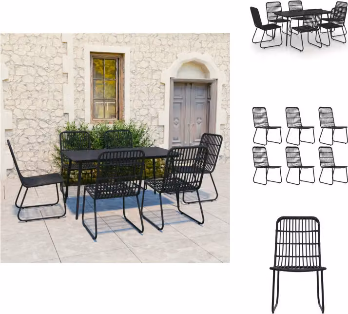 vidaXL Set da pranzo da giardino 7 pezzi in rattan e vetro - Set di mobili da giardino