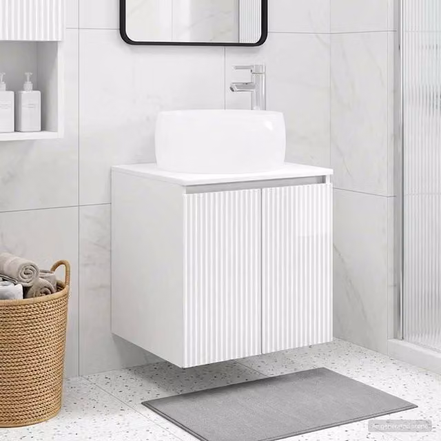 Mobile Lavabo da Parete Bianco Lucido 49,5 x 44,5 x 66 cm 890456