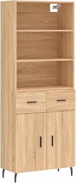 Mobile contenitore buffet con ante e ripiani in legno rovere Sonoma marrone H 180 x L 69,5 x P 34 cm – 1