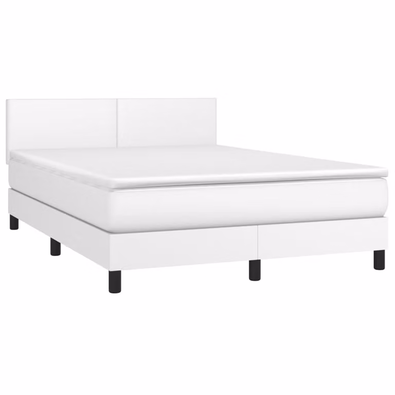Giroletto a Molle con Materasso Bianco 140x200 cm in Pelle finta