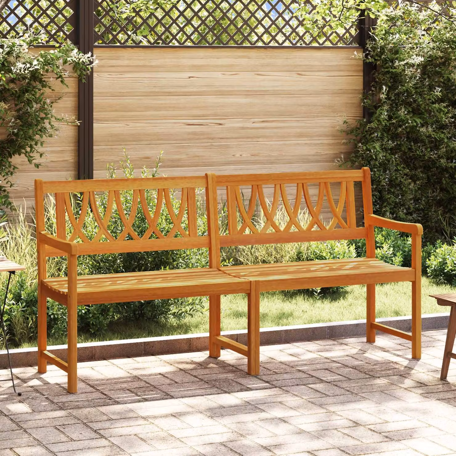 Panchina da esterno vidaXL a 2 posti in legno di acacia marrone con braccioli L: 180 cm, P: 56 cm, H: 90 cm