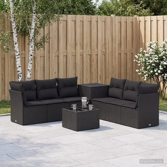 Set di divani 8 pz Nero 55 x 55 x 37 cm 3448260