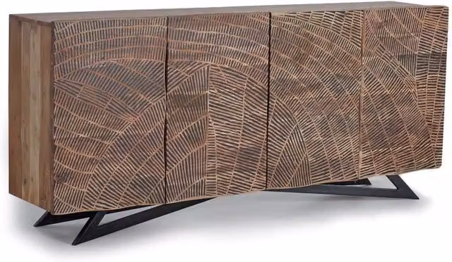 Credenza a 4 ante in legno di acacia e metallo marrone stile etnico per la tua sala da pranzo