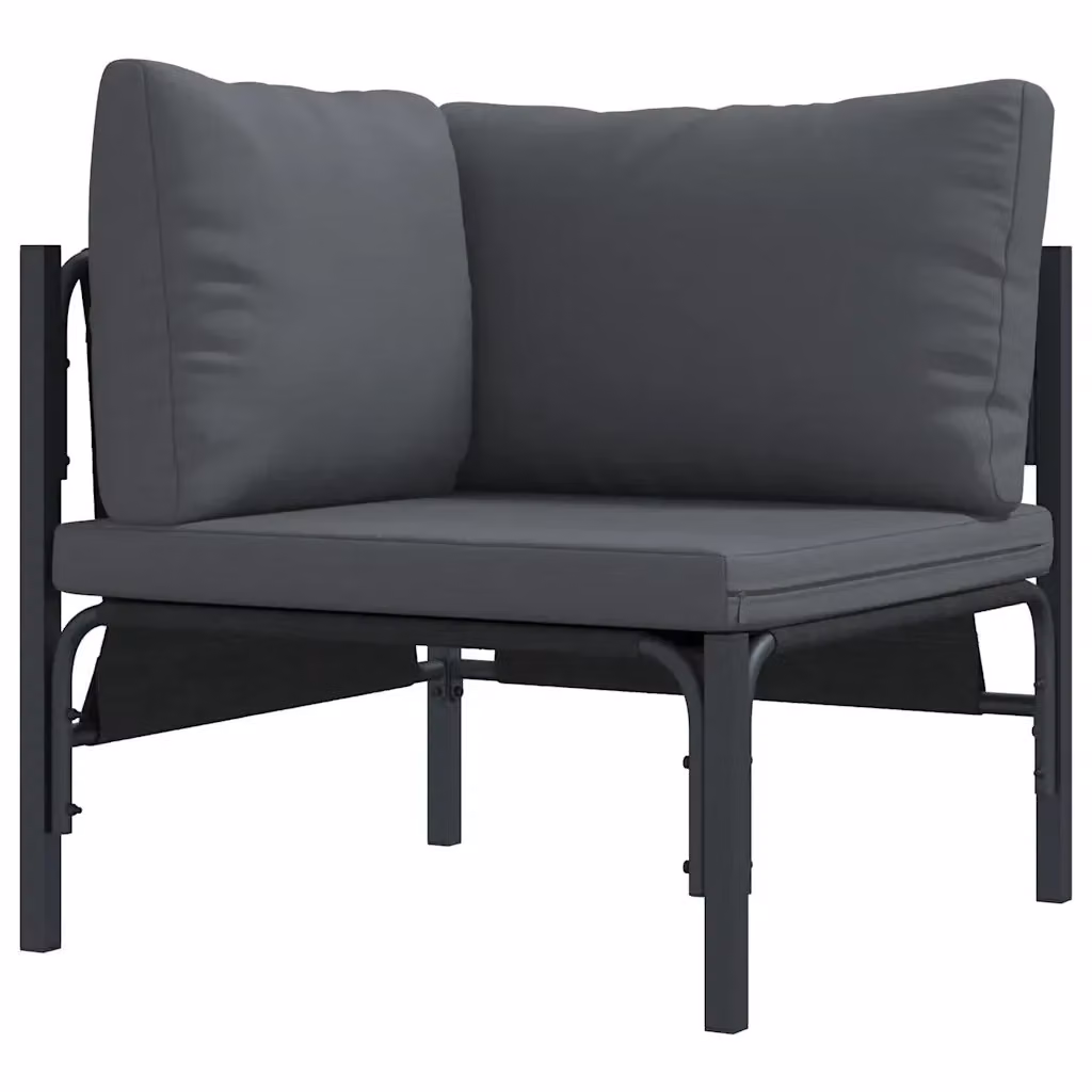Divano da esterno a L vidaXL con cuscini in schiuma e struttura in metallo antracite L/P/H: 80 x 80 x 71 cm – 2