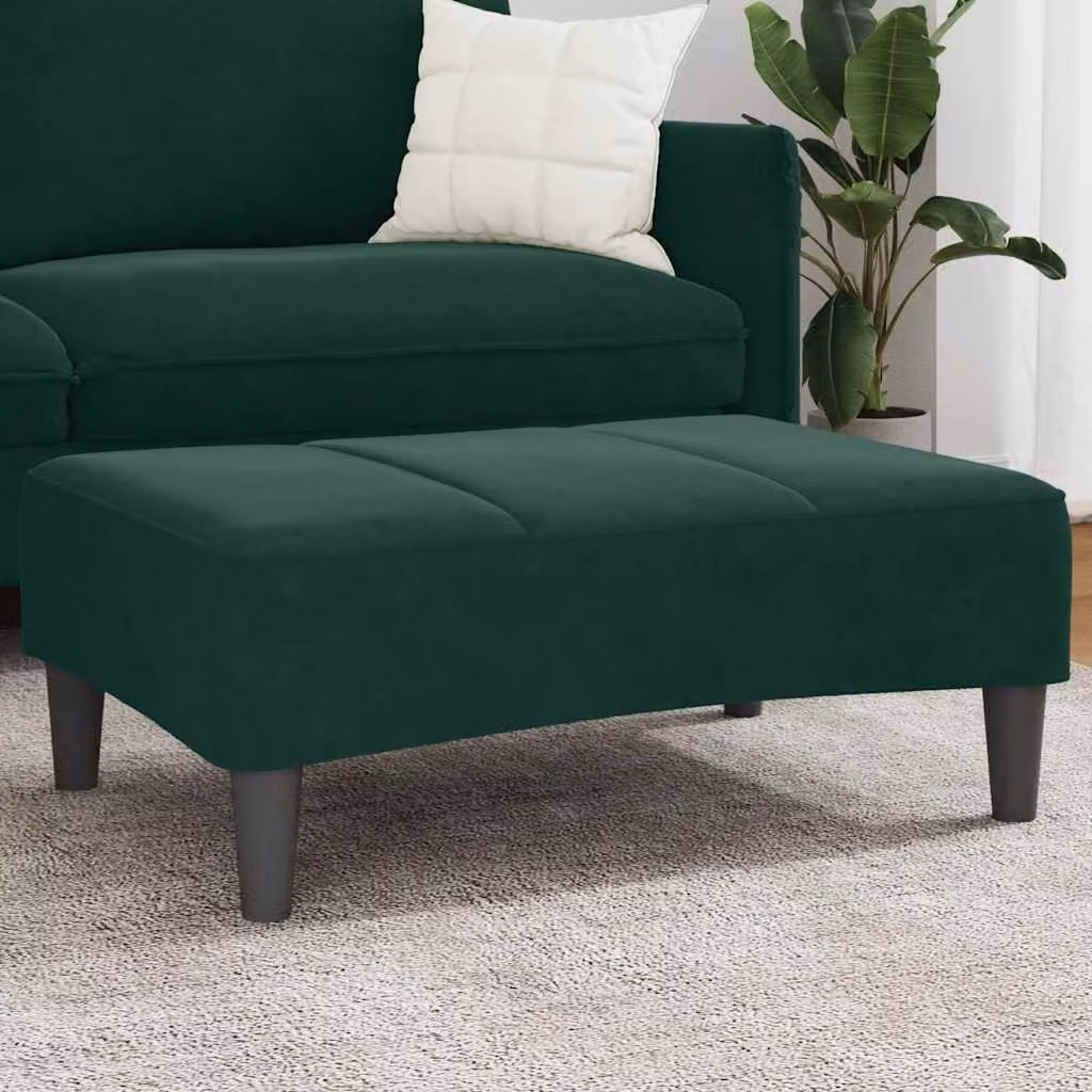 Poggiapiedi vidaXL in velluto verde, design moderno e rettangolare, L 77 cm x P 55 cm x H 31 cm