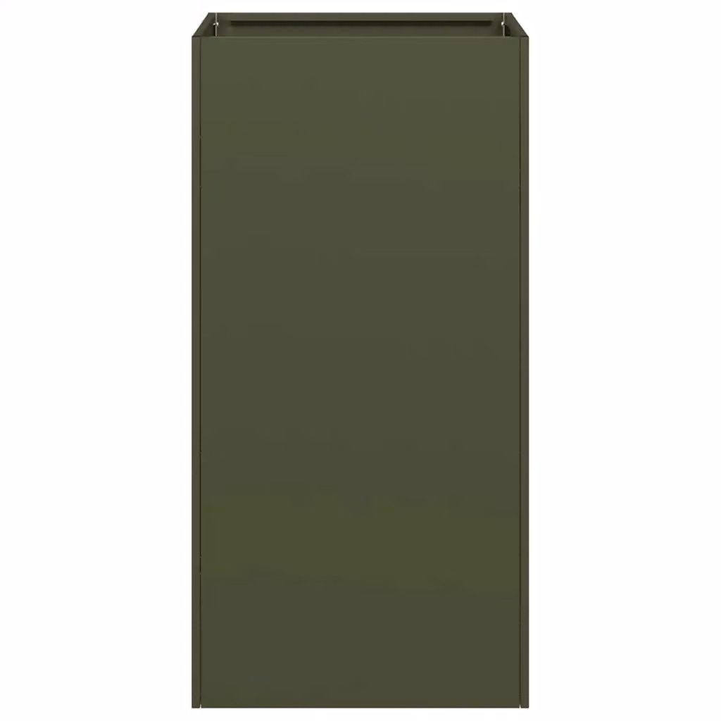 Fioriera moderna a fondo aperto HELLOSHOP26 in acciaio verde oliva per balcone o giardino L/P/H: 40 x 40 x 80 cm – 2