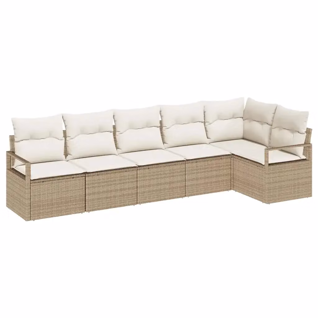 Set Divano da Giardino vidaXL a Forma di L in Polyrattan con Cuscini Beige e Bianco – 2