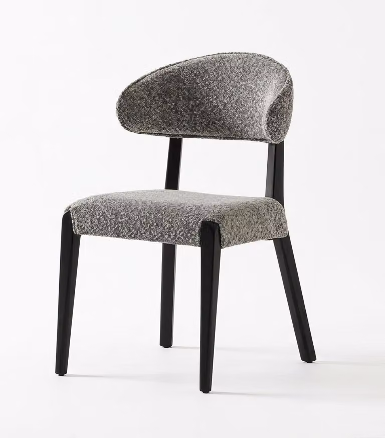 Sedia da pranzo moderna, grigia, di design elegante e lussuoso, imbottita, ideale per la cucina