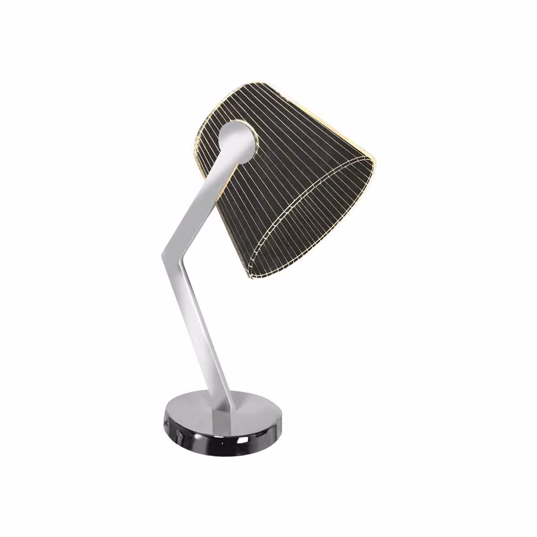 Lampada da tavolo LED 3D cromata trasparente 5W, bianco neutro 350 lm, metallo, dimensioni: 40x30x30 cm, IP20, Milagro