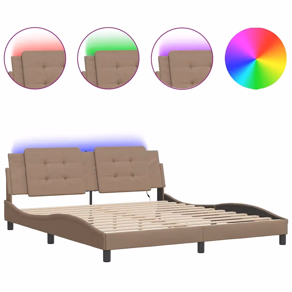 Giroletto Zadar vidaXL con LED e porta USB, colore marrone, L/P: 180 x 200 cm – 2