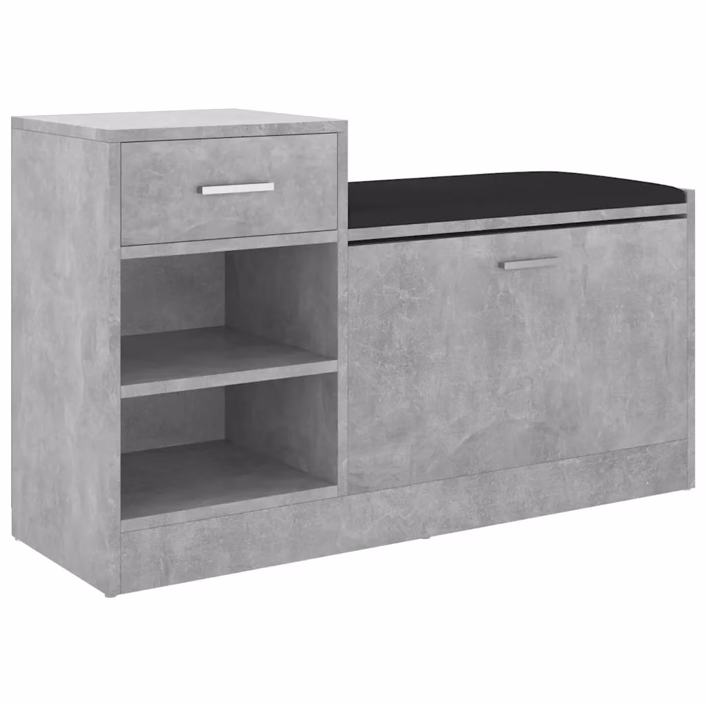 Panca porta scarpe moderna MERCATOXL in similpelle grigia con struttura in MDF L: 94,5 cm, P: 31 cm, H: 57 cm – 2