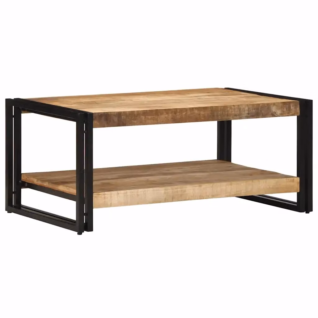 Tavolino da salotto rettangolare vidaXL in legno di mango e metallo, marrone, L: 60 cm, P: 50 cm, H: 50 cm – 2