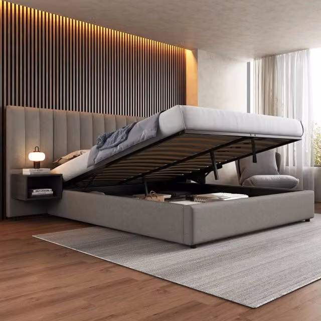 letto imbottito lino grigio nero 180 x 200 cm