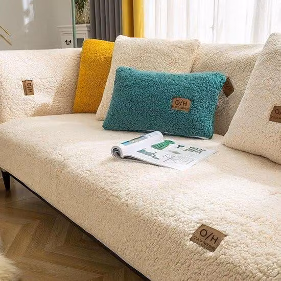 Copertura per divano angolare, adatta a divani da 1, 2, 3 o 4 persone - in flanella, lavabile e antiscivolo, a forma di L (beige, 70 x 120 cm)