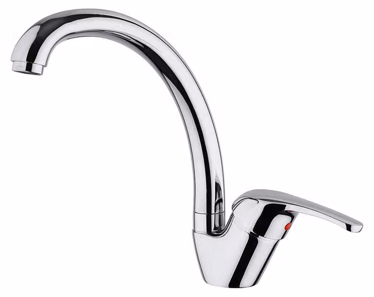 Lavello da cucina modello f-2811/01J, con scarico a 45 gradi, forma a vasca, finitura cromata