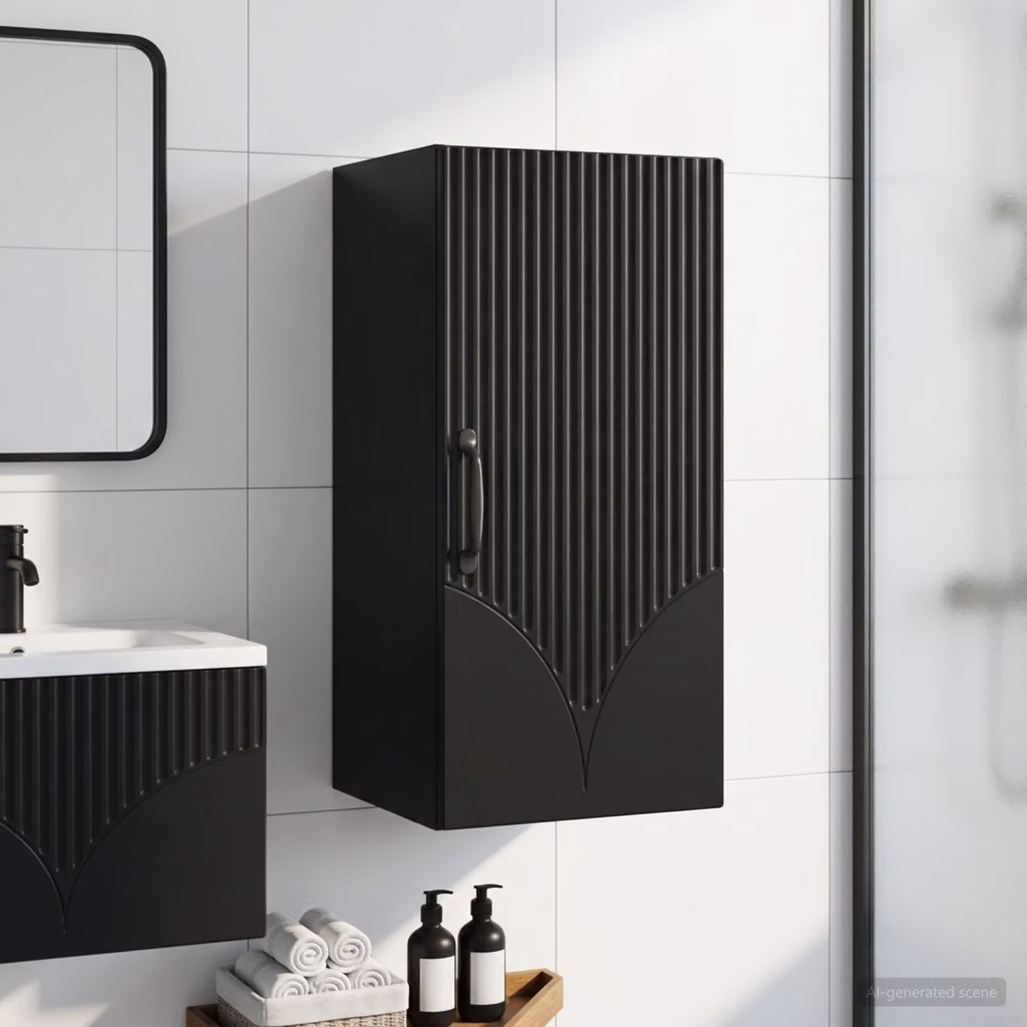 Armadio da bagno a muro vidaXL HOORN Nero L: 30 cm, P: 31 cm, H: 59 cm