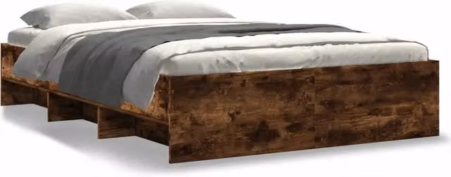 Letto matrimoniale | Letto per adulti | Giroletto senza Materasso Rovere Fumo 140x190 cm in Truciolato