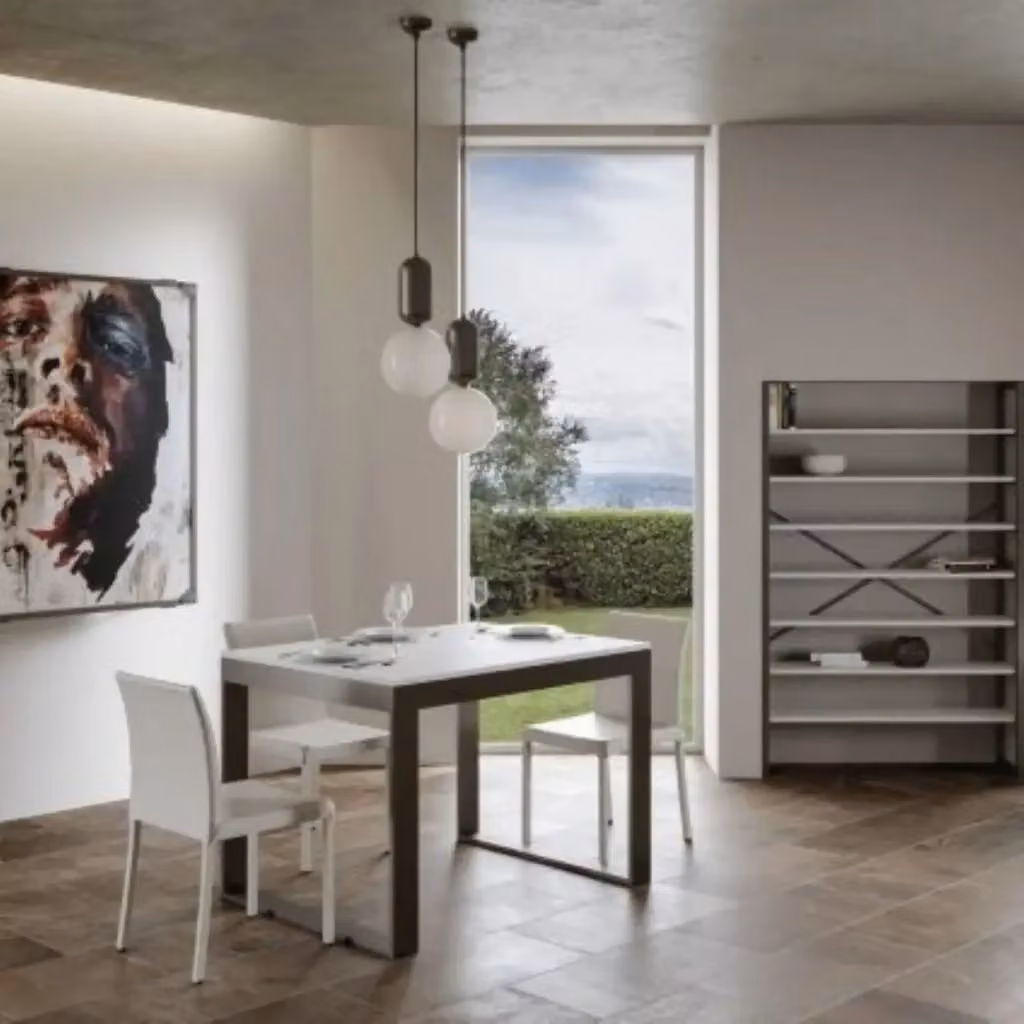 Tavolo allungabile Itamoby moderno bianco frassino con telaio e gambe in metallo antracite L: 120/380 cm, P: 90 cm – 2