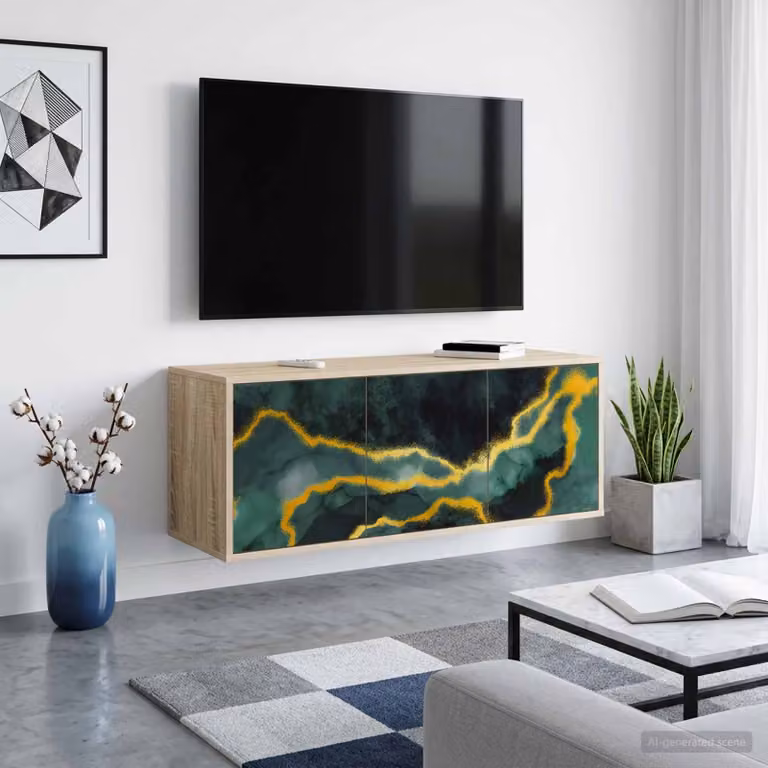 Mobile TV da parete vidaXL WIJHE in Rovere Sonoma, L: 102 cm, P: 33 cm, H: 40 cm