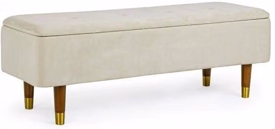Panca da letto moderna Giordanoshop in tessuto beige con vani laterali L 120 x P 42 x H 42 cm