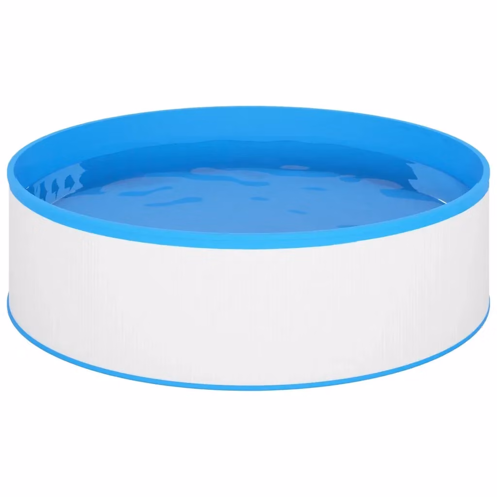 vidaXL Piscina Fuori Terra Rotonda in Acciaio e PVC, Bianca e Blu, L: 350 cm, H: 90 cm – 2