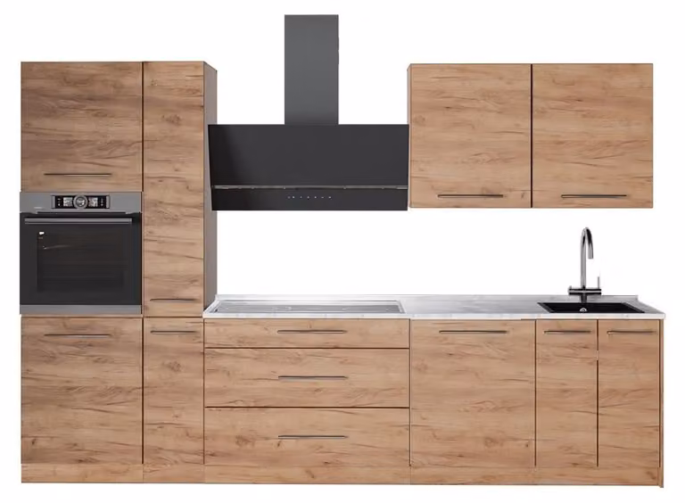 Cucina componibile Vicco Fame-Line Rovere dorato/Rovere dorato 310 cm, PL Marmo, Model 64298