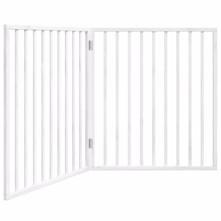 Cancelletto per cani pieghevole 2 pannelli bianco 160 cm in legno di pioppo