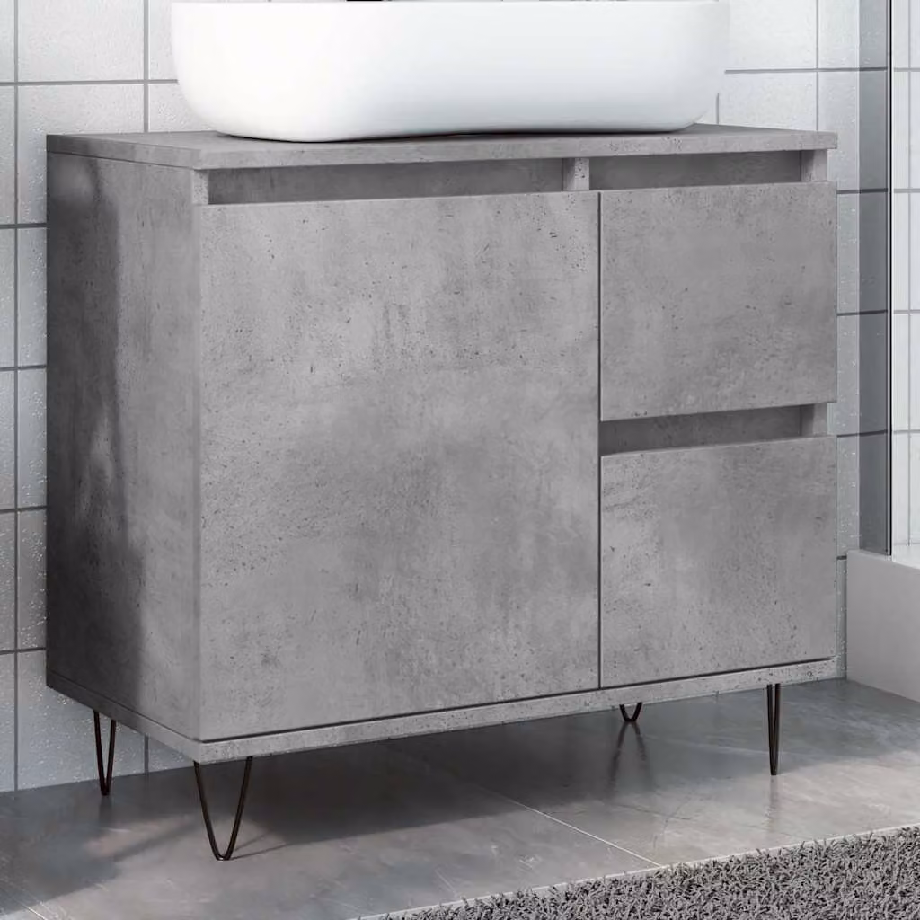 Armadietto da bagno sospeso vidaXL in stile industriale, colore grigio, L 65 cm x P 33 cm x H 60 cm