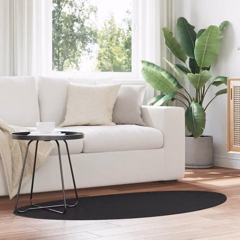 Tappeto moderno vidaXL HUARTE nero in poliestere, lavabile e antiscivolo, L: 80 cm x P: 150 cm