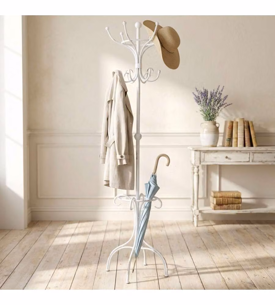 Cosma Appendiabiti in Ferro Bianco 48x42x191,5 cm Moderno