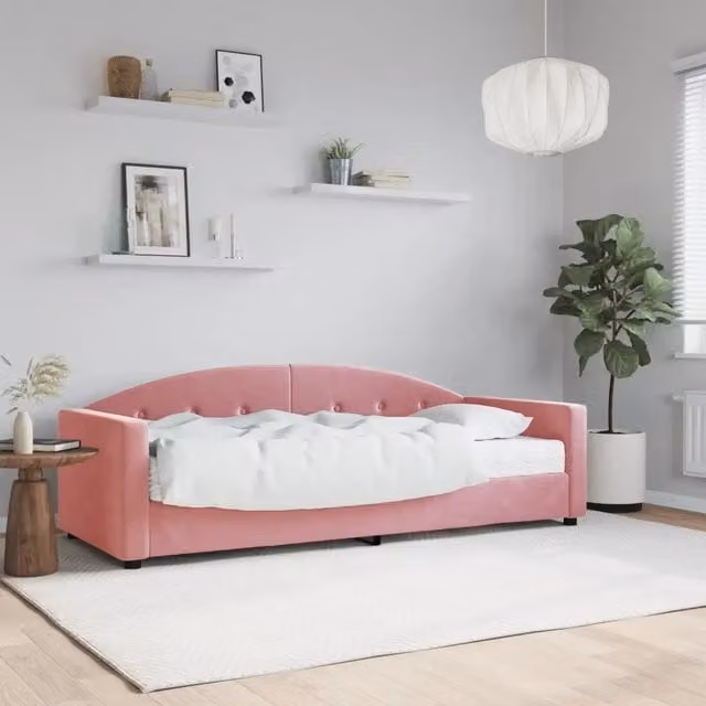 Divano Letto con Materasso Rosa 80x200 cm in Velluto 3197273