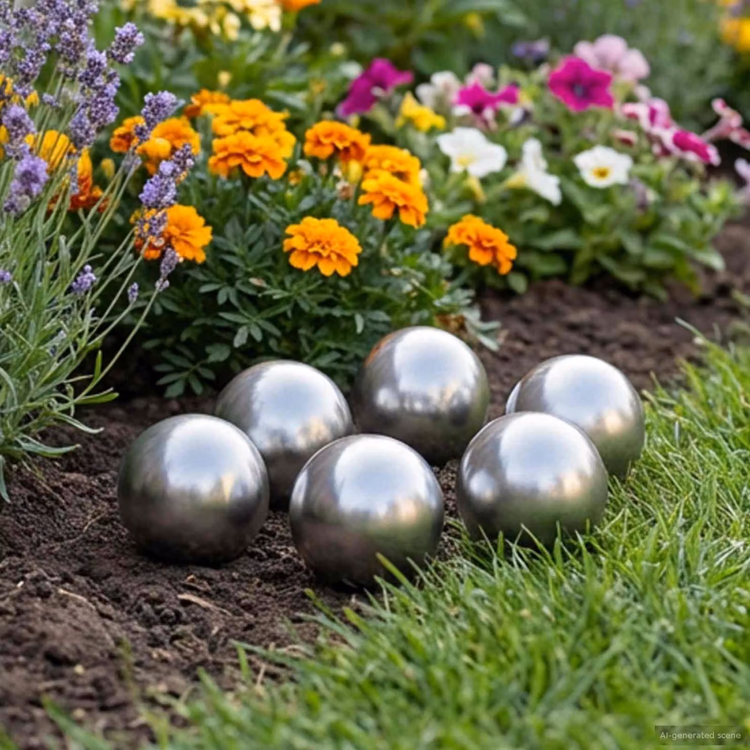 Set di 6 sfere decorative vidaXL in acciaio inossidabile spazzolato color argento, diametro: 7,5 cm