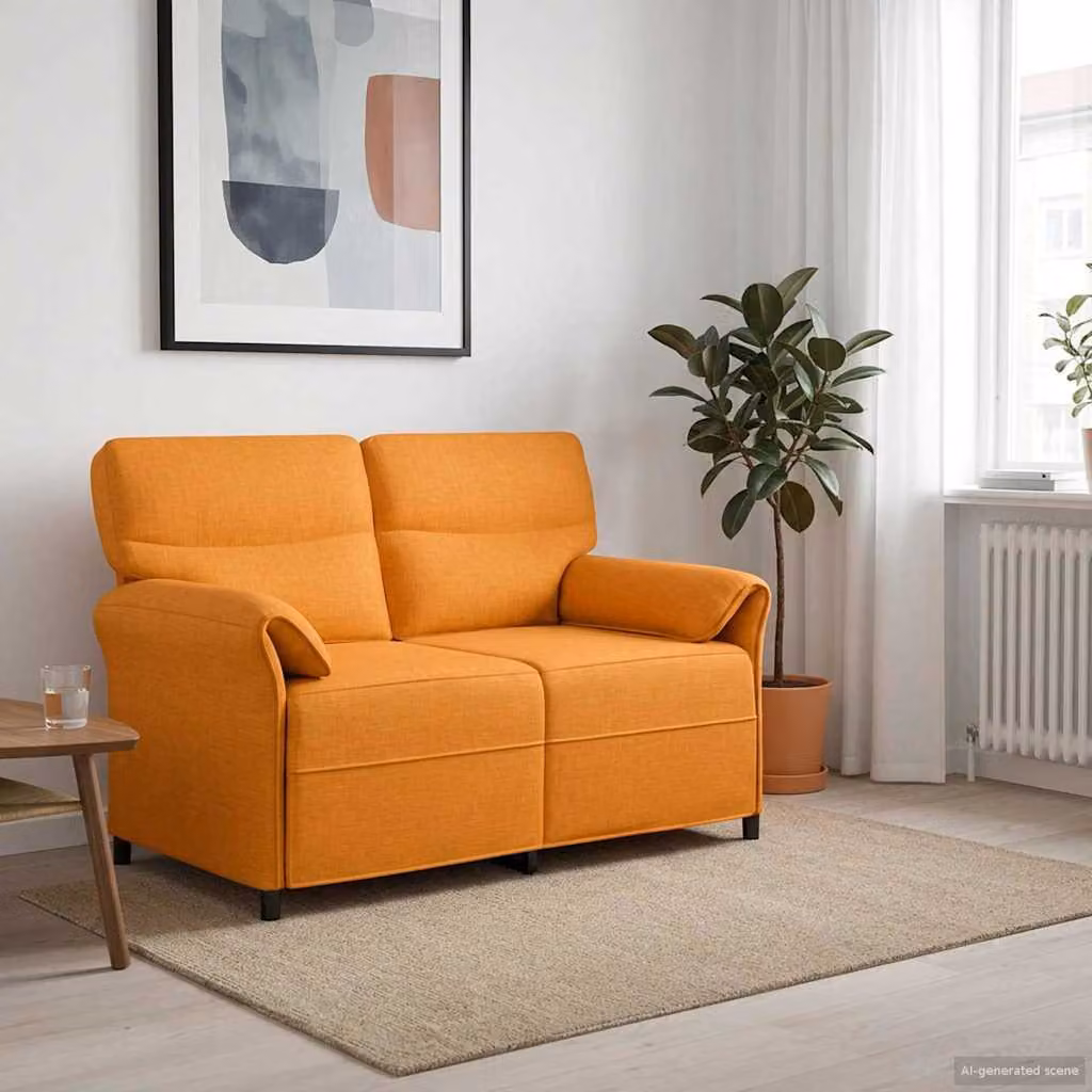 Divano moderno vidaXL imbottito in tessuto con struttura in metallo, colori giallo e arancione