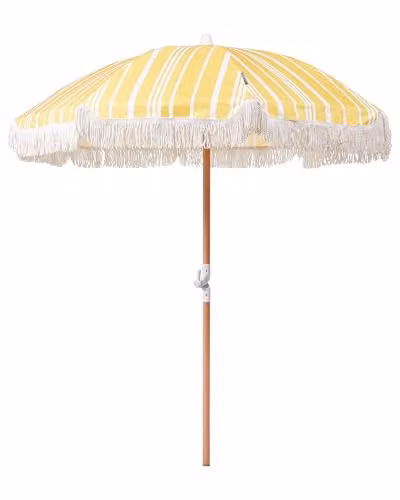 Beliani Retro giardino spiaggia Ombrellone Esterno parasole Faggio Bianco