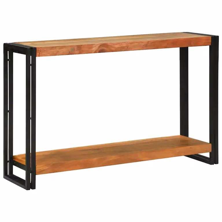 vidaXL Tavolo consolle moderno in legno di acacia e metallo, marrone, L 120 x P 33 x H 75 cm