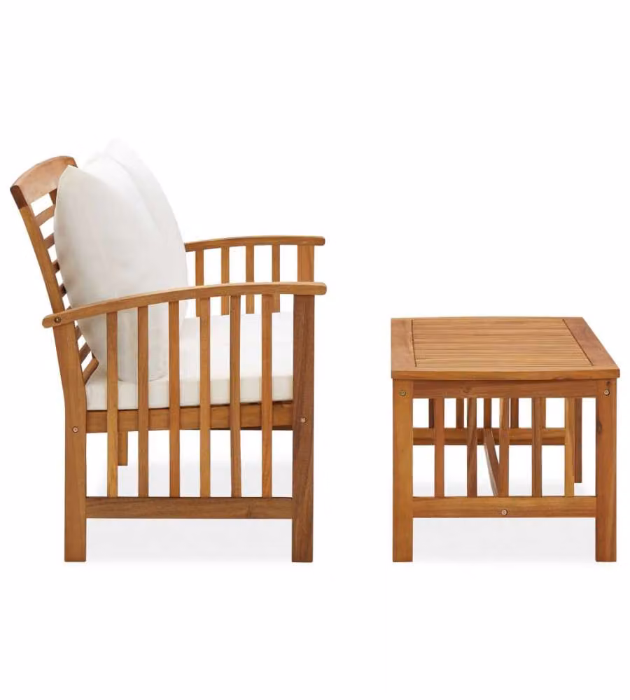 Set Divani da Giardino 2 pz con Cuscini in Massello di Acacia 310263